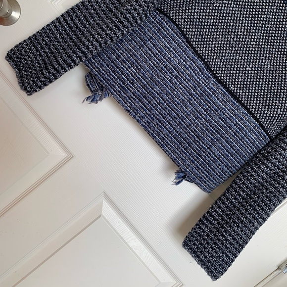 Chico’s Women’s Cotton Wool Blend Fringe Hem Lined Blazer Jacket Sz 1 - Picture 9 of 12